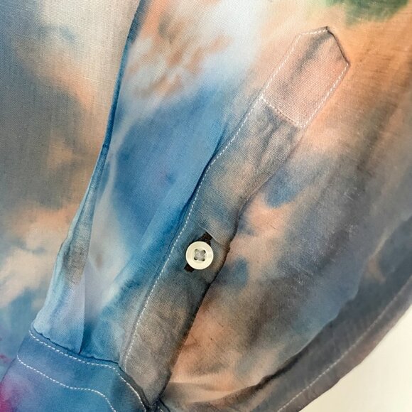 🎨 Free Speech Glitch Dyed Linen Shirt – Artfully Undone, Effortlessly Cool - Picture 14 of 14